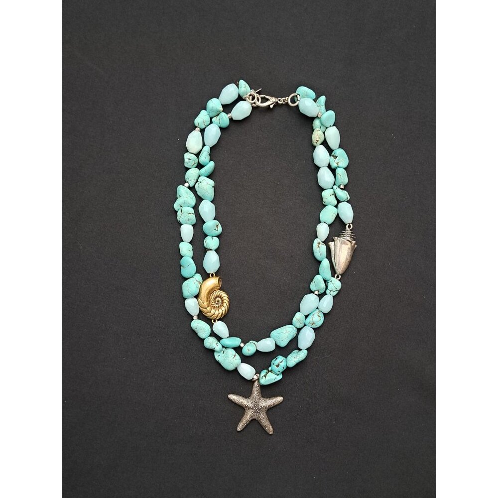 Lucky Brand Faux Turquoise and Starfish/Shell Necklace